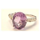 Amethyst Sterling Silver Cocktail Ring, sz 7