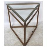 Jonathan Charles glass top triangular accent table