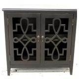 Black painted 2 door cabinet - open fretwork