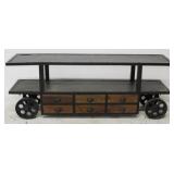 Industrial Media Stand on Rollers