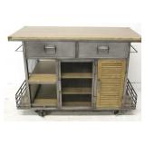 Wood & metal rolling kitchen island