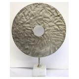 Three Hands Metal Sculpture on Marble Base