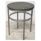 Brushed nickel round accent table