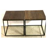 Pair Sankara wood & metal end tables