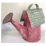 Barn motif watering can birdhouse