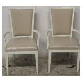 Alden Parkes white lacquer pair arm chairs