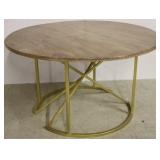 54" Dining table with wood top & brass base