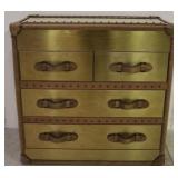 Lazzaro leather trim brass clad trunk chest