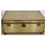 Lazzaro brass trunk style coffee table w/drawers