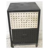 2 Drawer metal industrial stand on rollers