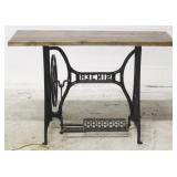 Singer sewing machine table - iron base, wood top