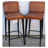 Pair Butler leather seat barstools