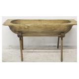 Wooden large dough bowl on stand