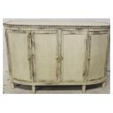 Bow front painted & distressed 4 door sideboard