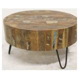 Log top cocktail table on hairpin legs