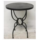 Distressed wood top round table - metal base