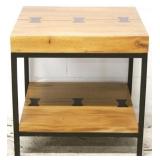 Butterfly joint inlaid top table - metal base