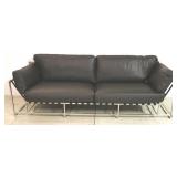 Lazzaro chrome base leather sofa w/ straps