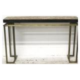 Inlaid floating top console table - metal base