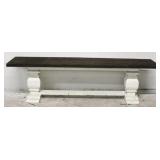 Stained wood top bench - white painted legs
