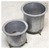 Pair galvanized planters
