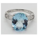 5.66 ct Baby Blue Swiss Topaz & Diamond Sterling