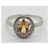 2/3 ct Citrine & Diamond Sterling Silver Ring