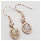 Australian Fire Opal & White Sapphire Earrings