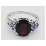 4.28 ct Garnet & 2/3 ct Tanzanite Sterling Silver