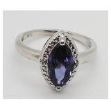 Tanzanite Marquise Sterling Silver Ring, sz 7