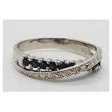 2/3 ct Sapphire & Diamond Sterling Silver Ring