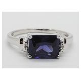 3.67 Tanzanite & Diamond Sterling Silver Ring