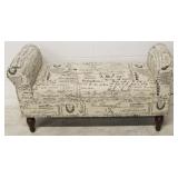 Script Upholstered Bench w/ wooden legs