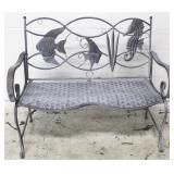 Metal seahorse & fish garden bench