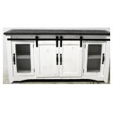 Painted barn door style console, wood stain top