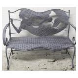 Metal mermaid garden bench