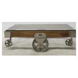 Industrial Coffee Table w/ Glass Top