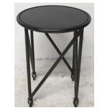 Sarreid Industrial Round Metal Table on rollers