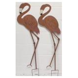 Pair metal flamingo stakes