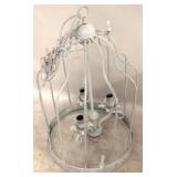 Metal hanging caged candelabra fixture