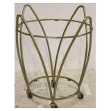 Brass Round Table w/ Wheels-missing 2 pcs of glass
