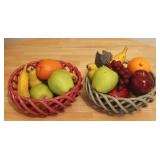 Pair of Art Pottery Baskets w/ Faux Fruit