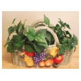 Art Pottery Basket w/ Faux Flower