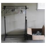 Clothes Rack w/ Box of Hangers