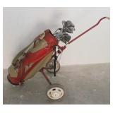 Set of Golf Clubs w/ Rolling Caddy