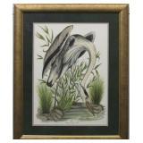 Heron Serigraph by Jerome Trolliet