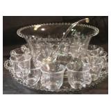 15 piece Imperial Candlewick Punch Bowl set
