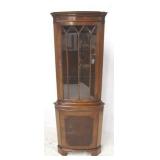 English inlaid corner curio cabinet