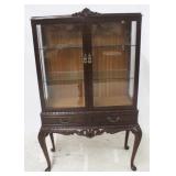 Fancy Carved French Mahogany Curio Cabinet