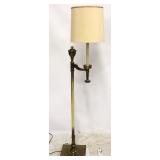 Brass side arm style floor lamp